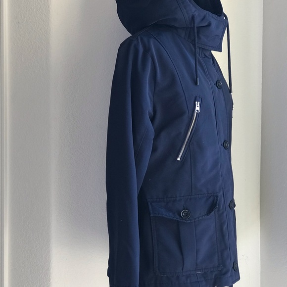 Abercrombie & Fitch Water Wind Resistant Hooded Technical Parka Jacket sz Large - Picture 3 of 16